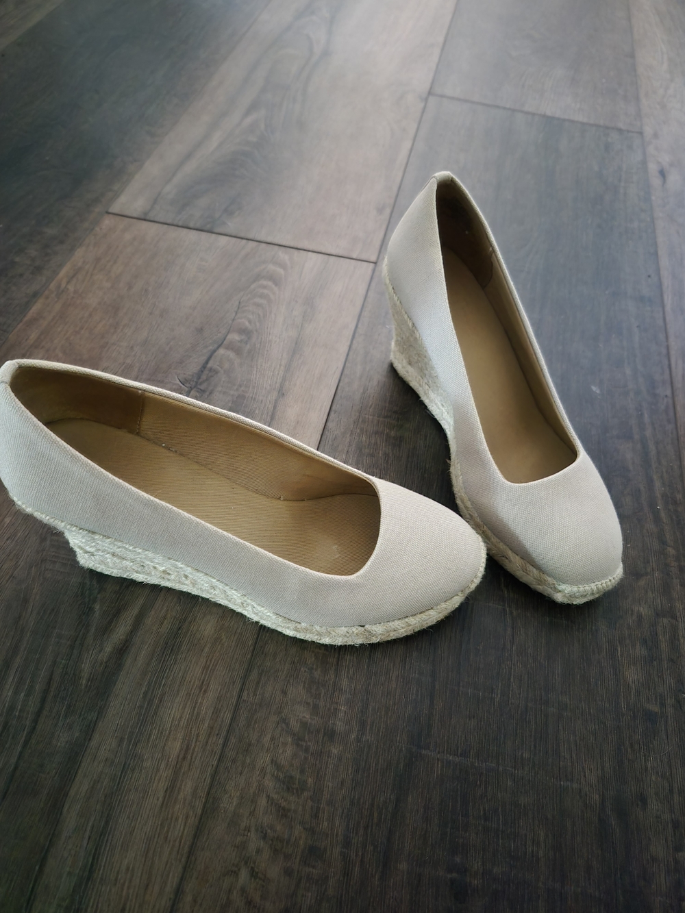 J. Crew Cream Canvas Espadrille Wedges